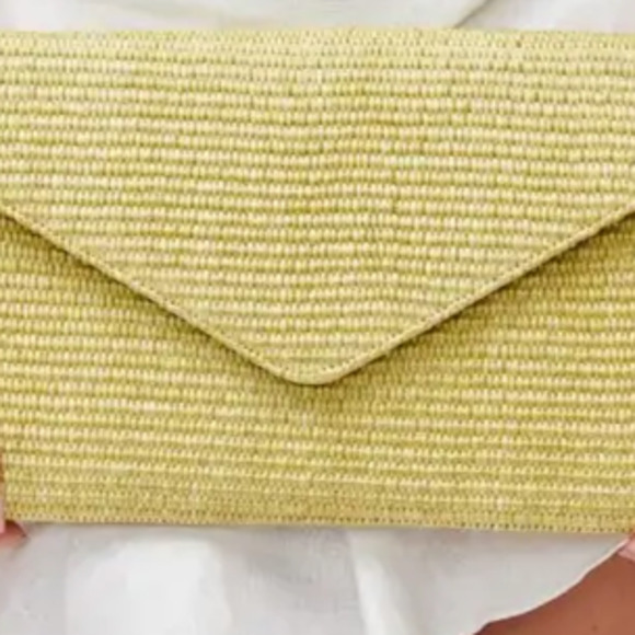 Trista Straw Clutch Woven Chain Crossbody Sage Green - Picture 5 of 5